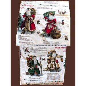 6 Fabric Applique Panels Olde Father Christmas Santa Claus Cranston 42x106